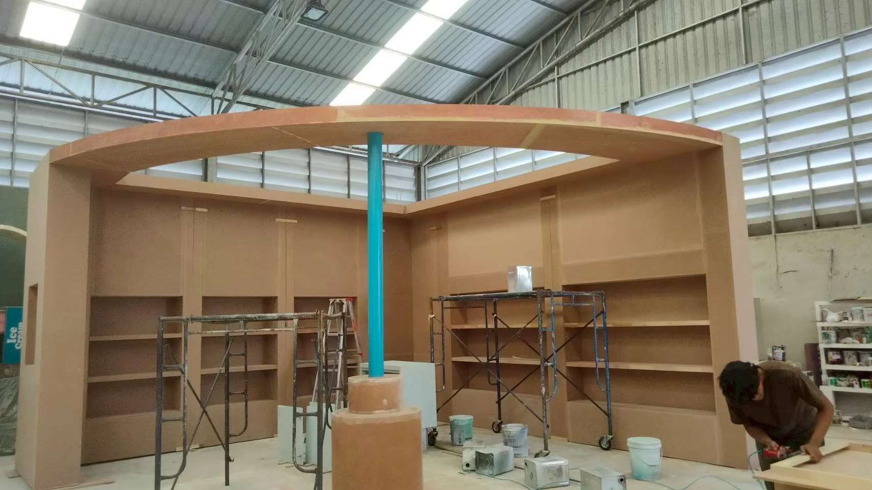 Exhibition stand under construction in the Time Service workshop
